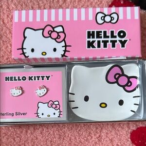 Hello Kitty Pink and White Sterling Silver Set